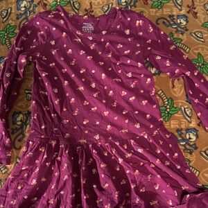 Magenta Floral Long-Sleeve Dress